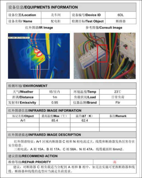 在線帶電檢測及狀態診斷評估-《紅外熱成像檢測報告》